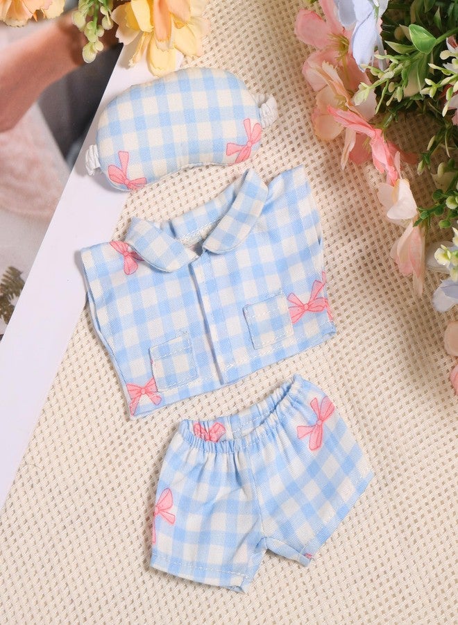 Penitue 6.7 Inch Doll Outfit Clothes Set, Bowknot Doll Pajama with Eye Mask Cute Soft Toy Accessories for Collectors Enthusiasts Decoration & Display(Blue) - Image 5